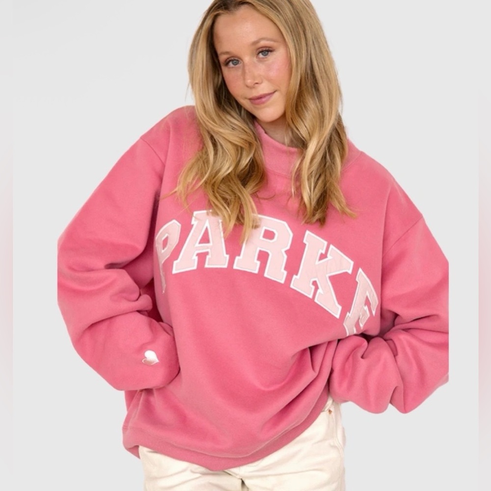 Parke Large/X-Large Pink Aid Mockneck Sweatshirt. 💕⚡️